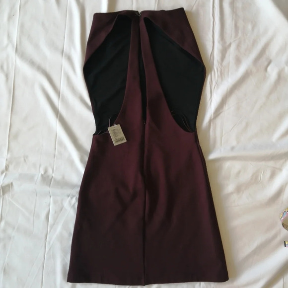 Urban Outfitters Wine Purple Cowl Neck Bodycon Mini Dress with Plunging Back XS - Picture 6 of 16
